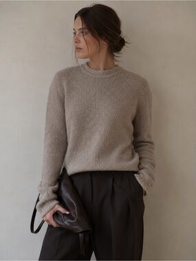 James Perse Bouclé Crewneck Sweater Oatmeal | Size 2